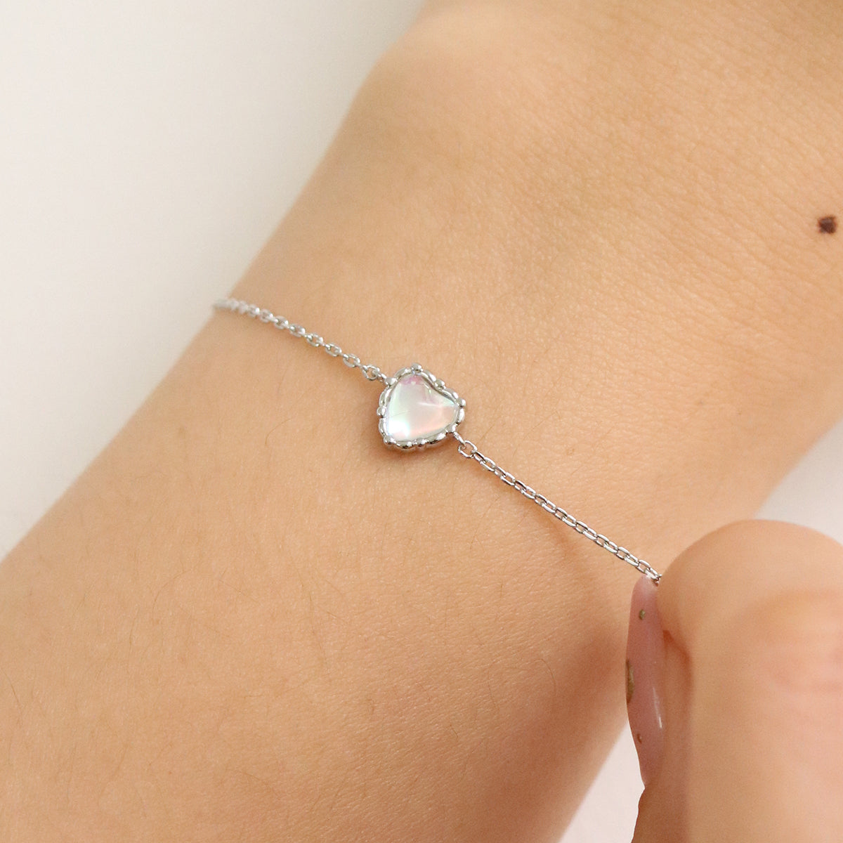 Armband met Maansteen Hart