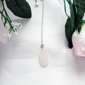 Rozenkwarts Druppel Collier — 925 Zilver