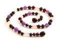 Cherry Amber, Rozenkwarts & Amethist Collier