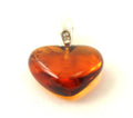 Cognackleurige Amber Hart Hanger — 925 Zilver