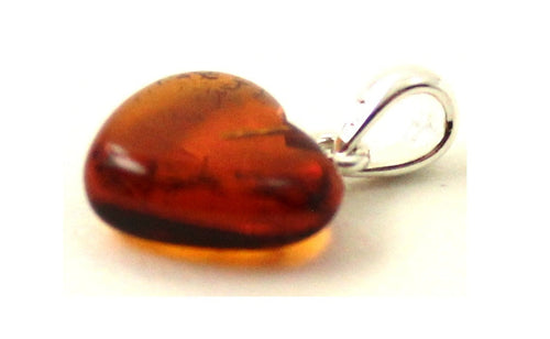 Cognackleurige Amber Hart Hanger — 925 Zilver