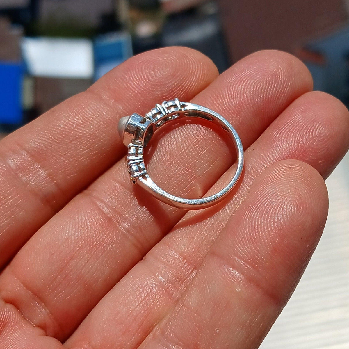 Ring met Ceylon Maansteen — 925 Zilver, Maat 8