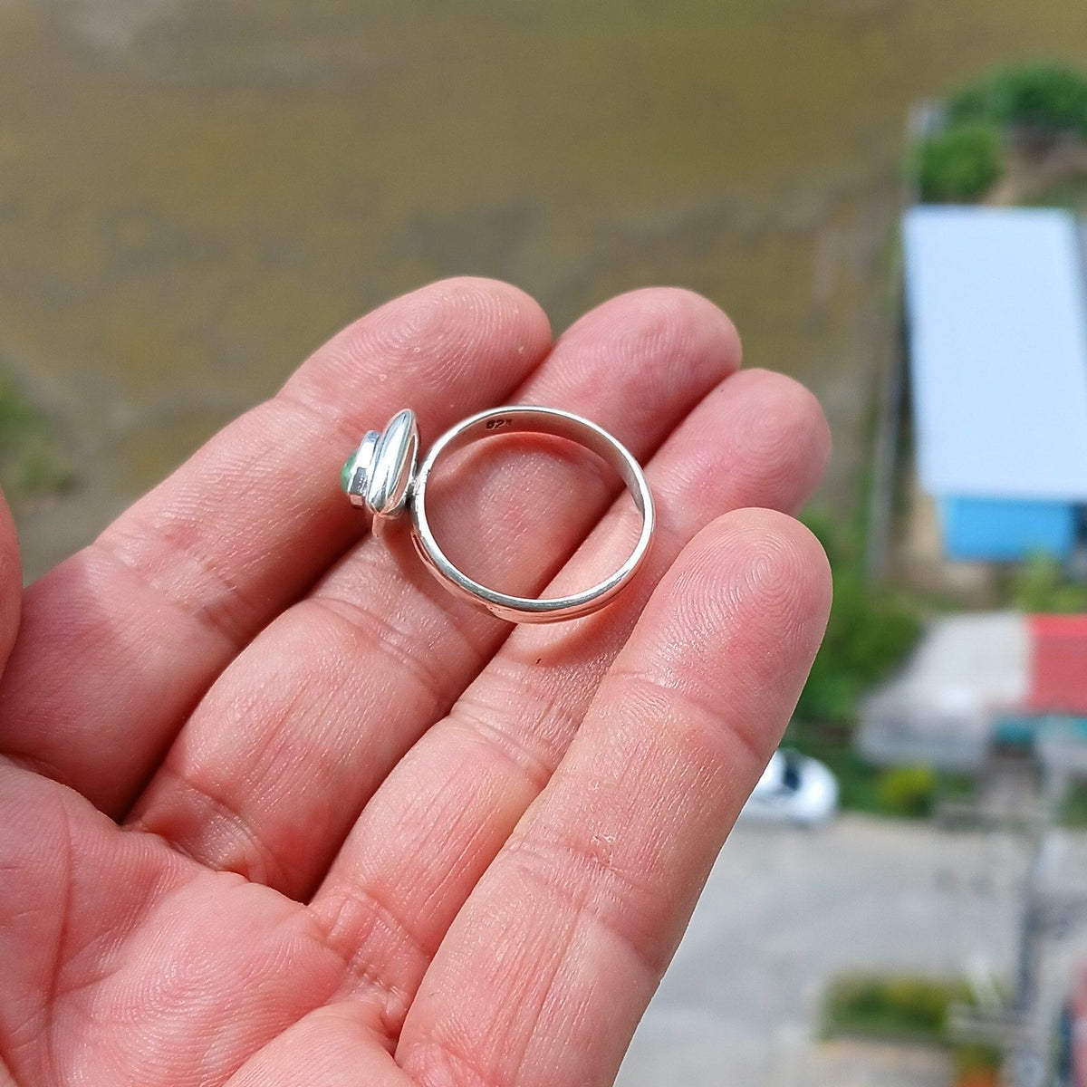 Ring met Opal en 925 Zilver — Maat 10,5