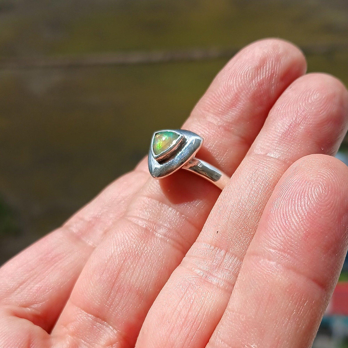 Ring met Opal en 925 Zilver — Maat 10,5
