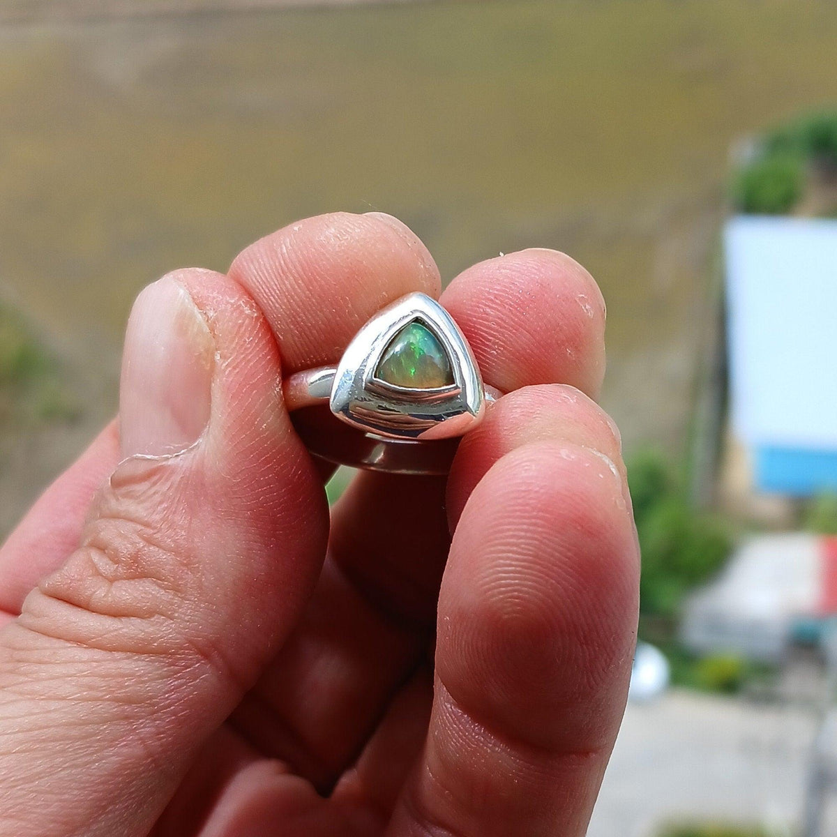 Ring met Opal en 925 Zilver — Maat 10,5